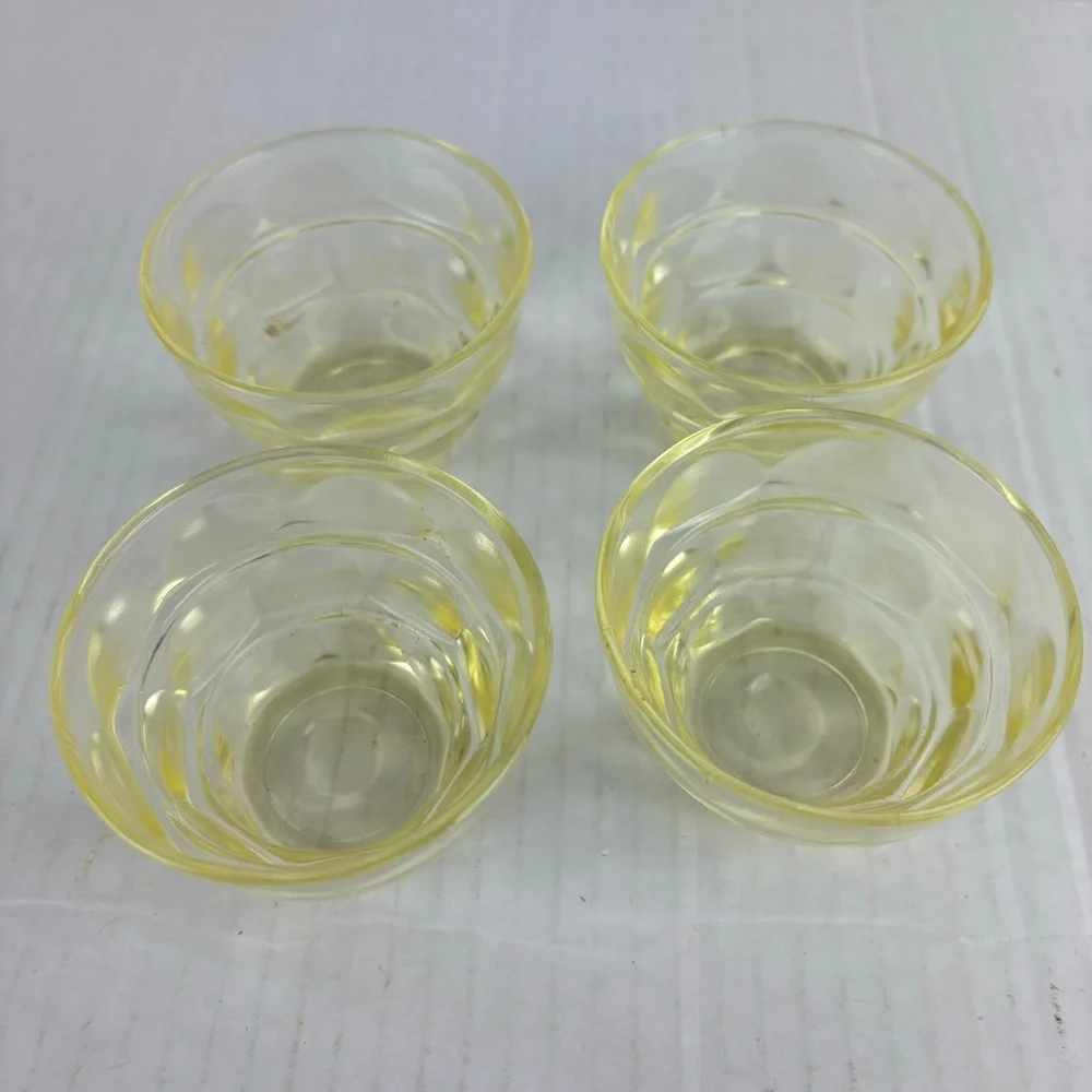 Set of Four Vintage Small Yellow Glass Bowls